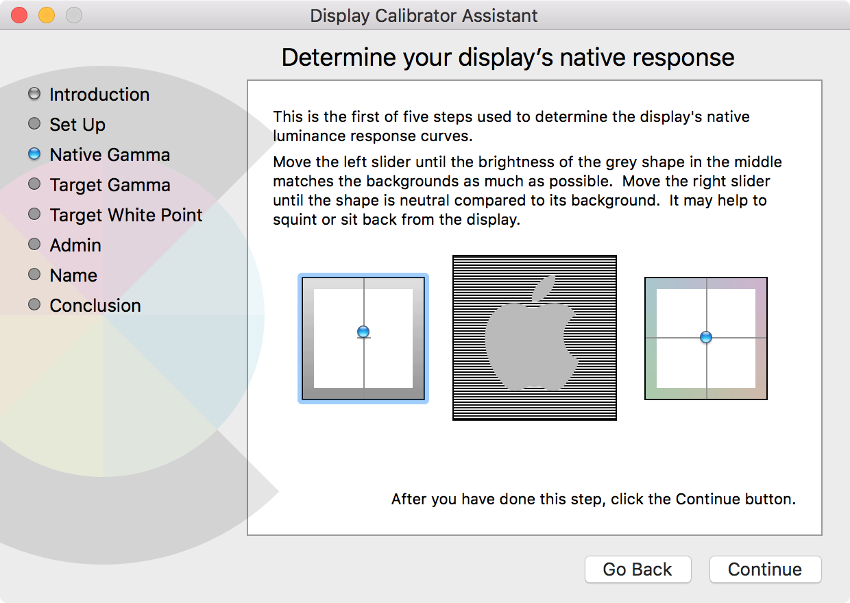 macOS Calibration Dialog